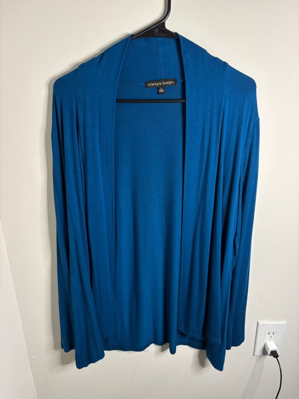 Blue Draped Open Front Cardigan - Size L